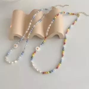 데이지 진주 비즈목걸이 초커 레이어드 목걸이 lKi2+5owq