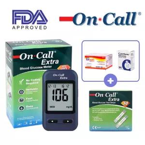 온콜 혈당 측정기+시험지50매+채혈기+채혈침100개+알콜솜50매 체크기 검사기 기계 당뇨 당