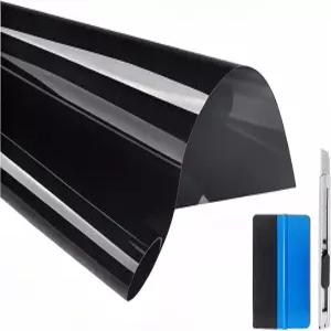 LZLRUN 투명 색상 비닐 창문 변경 필름 DIY 다기능 보호 자외선 차단 틴팅 시트 유리 필름(블랙 1피트 x