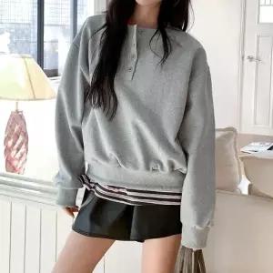 [다잇템] 여성 환절기 빅사이즈 봄가을 헨리넥 티셔츠