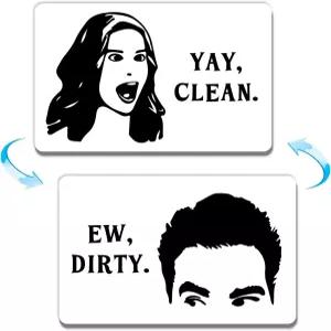 데이비드 재미있는 식기세척기 자석 클린 더티 사인 남성 여성 유니버설 양면 냉장고 쉬츠 TV 쇼 키친 홈