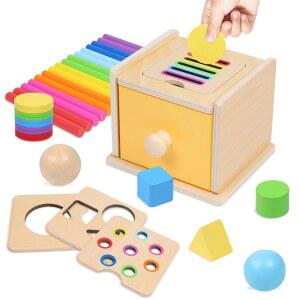 1세 이상용 분류 기술 박스 영구 드롭 장난감 미세 분류기 모양 객체 감각적 YHYTOY IN 운동 여아용 몬테소리 장난감 3세 선물 색상 코인