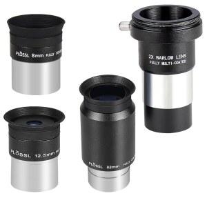 1.25인치 플로슬 프리미엄 망원경 접안 렌즈 코팅 바로우 어댑터가 액세서리 12.5mm 8mm 32mm 세트 포함된 T 및 키트 2배 멀티 / 셀틱버드