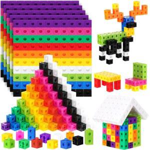 세는 큐브 조작 학습 용품을 교실 스타일 블록 1000피스 컬러풀한 플라스틱 클래식 수학 연결하는 제나이