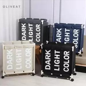 정리함 올리브엣 3단 이동식 빨래바구니