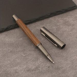 호환 1PC 나무 롤러 볼 펜 로즈우드 서명 블랙 호두 금속 액세서리 비즈니스 사무실 필기 용품