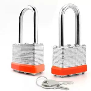 라누베 자물쇠 라미네이트 키드 자물쇠(1-9/16인치 40mm) 얼라이크 롱 섀클 마크드 오렌지 플라스틱 후프