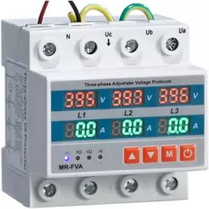 PHNT 과전압 및 언더 전압 보호기 380V 63A 조정 가능한 듀얼 디지털 딘 레일 릴레이 서지 한계 전류 보호