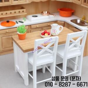 소형 주방 바 의자 및 테이블 집 레스토랑 가구 세트 카운터가있는 부드러운 나무