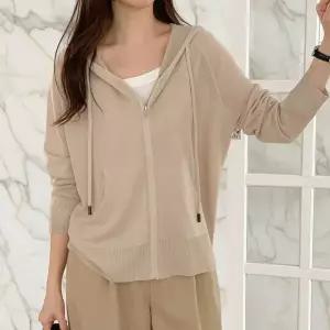 [하프클럽/]여성 시스루 후드집업 봄니트 포켓 나그랑 아우터