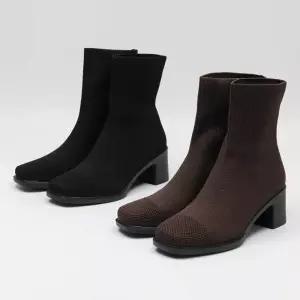 [하프클럽/다잇템]여성 스웨터 사각코 블록힐 신축성 슬림핏 부츠