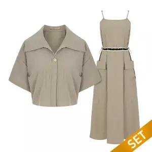 [롯데백화점]티뷰 크롭 자켓 라인 원피스 세트_V5B-CSE009