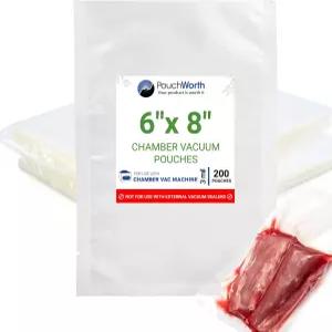 파우치 워스 200개 클리어 6인치 x 8인치 3밀리 챔버 기계 미리 절단된 진공 씰러 백 헤비 듀티 식품