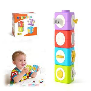 HUNKING 활동 위한 장난감 감각적 여행 2세용 블록 세트 크리스마스 장난감 스태킹 선물 큐브 여아를 몬테소리 남아