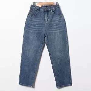 [옷자락]여성 봄바지 워싱 뒷밴드 배기진 스판 일상 청바지