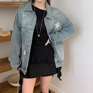 [옷자락]여성 봄가을 오버사이즈 빈티지 데님 자켓