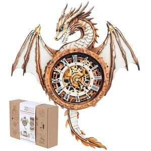 졸리또 3D 퍼즐, 드래곤 월 크리스마스 독특한 선물 남성용 퍼즐 나무 홀리데이 DIY, 모델 홈 판타지 공예품 아빠 생일 키트 데코 시계 남편,