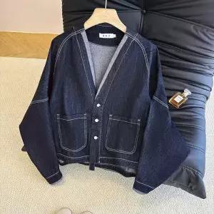 청 캐주얼 가을 숏 코트 가오리핏 여자재킷 자켓 브이넥 원템3