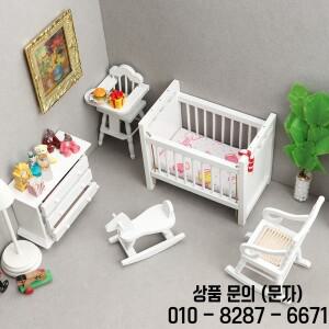 1:12 인형 집 미니어처 가구 흰색 14세 이상 방 세트 침대 흔들 의자 말 캐비닛 액세서리