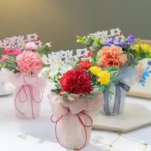 [아트박스]/플라워트리 카네이션 조화 화병 데이지 실크 set 26cm 장식 소품