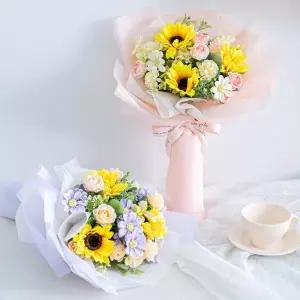 [아트박스]/플라워트리 해바라기 조화 꽃다발 파스텔 데이지 45cm 장식 소품