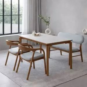 [인터데코]신혼 패밀리 추천 세라믹 4인용 식탁 (의자2+벤치1) TP1141 (착불)