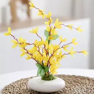 [아트박스]/플라워트리 개나리 조화 화분 납작 20x30cm 인테리어 장식 소품