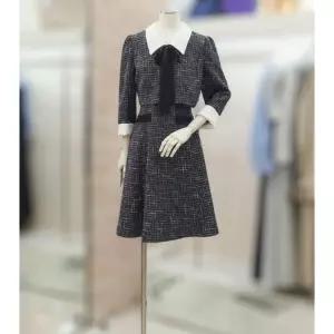 [JJ JIGOTT][JJ지고트]리본장식 트위드 원피스 GP4A0OP341_DG