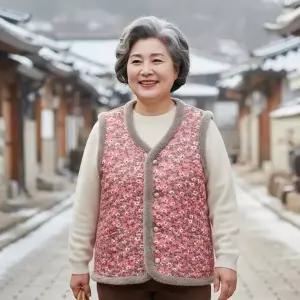 M9 융털 누빔 할머니 김장 레트로 촌캉스 기모 보온 겨울 털 겨울