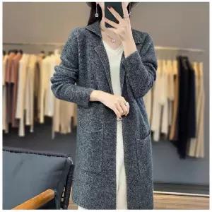 여성 롱 니트 여성패션 카디건 기장 카디건정장 넥 라이크 캐시미어 코트 도톰 DL4