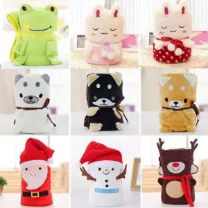 캐릭터 무릎담요 동물모양 강아지 고양이 토끼 눈사람 산타 크리스마스 선물상자  1+1