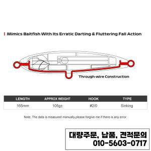 노에비 스틱베이트 낚시 미끼 165mm 105g± 싱킹 워블 펜슬 강화 인조 하드 바다 참치 GT