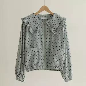 [66-110] 아돈 도트 세일러 프릴 집업 점퍼