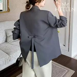 [헬렌] 간절기 자켓 백 리본 등 트임 포인트 여성 블레이저 아우터 하객룩 출근룩 블리본자켓 B-616