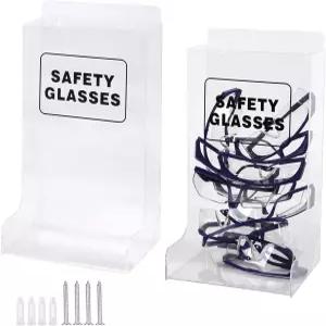 ZZHUVIC 2개 아크릴 안전 안경 케이스 월 장착 및 투명 브래킷 디자인 산업 치과 실험실 환경에서 방문객의