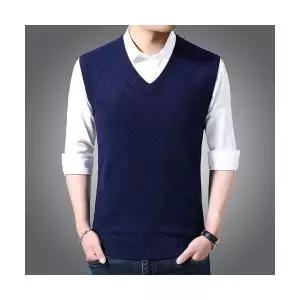 니트 캐주얼 조끼 데일리 풀오버 퍼 솔리드 님성 브이넥 추동 다올4