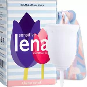 레나 센시티브 생리컵 - 사이즈 라지 민감 해부학을 위한 초소프트 재사용 실리콘 12시간 편안함 부드럽고