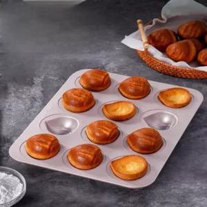 버터떡틀 상하이 버터떡 빵틀 12구 오븐용 베이킹틀 마들렌 틀 팬 골드 슬림