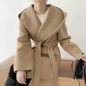 모자달린 반코트 아우터 베이지 카멜 고급스러운 하프코트