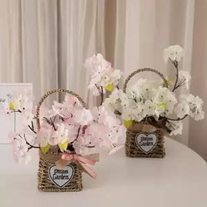 아트박스/플라워트리 벚꽃 조화 바구니 가든 set 25cm 인테리어 장식 소품