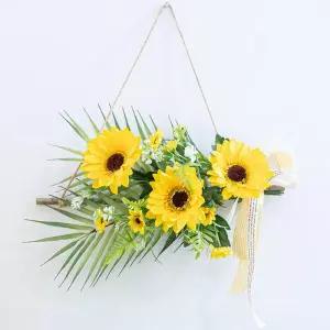 아트박스/플라워트리 해바라기 조화 가랜드 벽장식 42cm 인테리어 소품