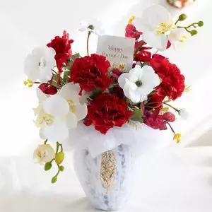 아트박스/플라워트리 카네이션 조화 화분 레드 고급 보자기 set 30x42cm