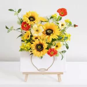 아트박스/플라워트리 해바라기 조화 액자 달항아리 화병+이젤 set 30x47cm