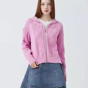 [롯데백화점]에고이스트 케이블 믹스 후디 니트 가디건 ES1KG260