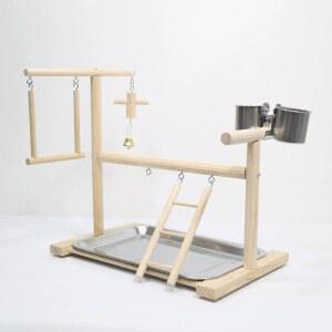 앵무새 버드 스탠드 사다리 그네 포함 반려조 놀이터 원목 횃대