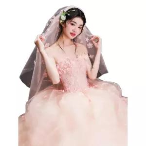 연핑크웨딩드레스 2부 고급 플라워 이브닝 스튜디오 연회