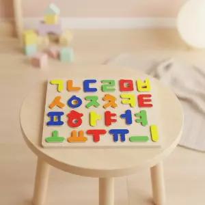 우토 퍼즐판 (한글퍼즐판) 어린이 원목 글자 모양 자음 그림맞추기 퍼즐놀이 모음 블록