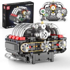 작동하는 몰드 킹 복서 엔진 키트, STEM 블록 모델 10193 사무실 14+ 키트 배터리/모터 세트, 컬렉션, 자동차 장난감 V8 디스플레이용 선물 빌드 미니