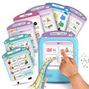 QuTZ 말하는 플래시 카드, 파닉스 29개 700개 학습 이상의 게임, 장난감으로 800개 배우기 테마, 단어와 인터랙티브 재미있는 166페이지, 용 읽기 사실, 2-6세