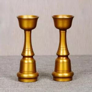유기 제기 촛대 2p세트 고급 방짜 환봉 황동 짧은 향로 재기 캔들 구리